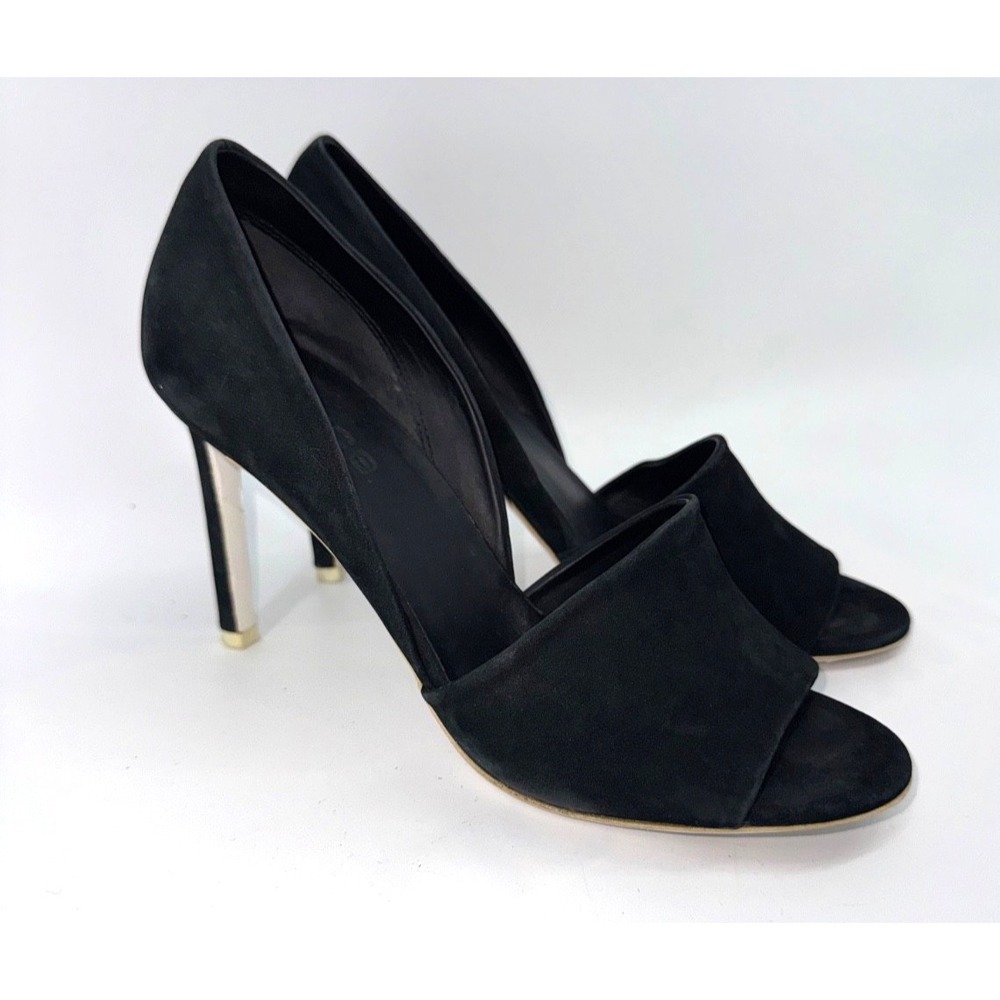 Vince Saffron D'Orsay Heels Black Nubuck Suede Sz 6 Quiet Luxury date night chic